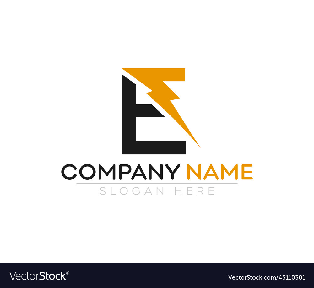 E letter logo stock bolt lighting electric power Vector Image