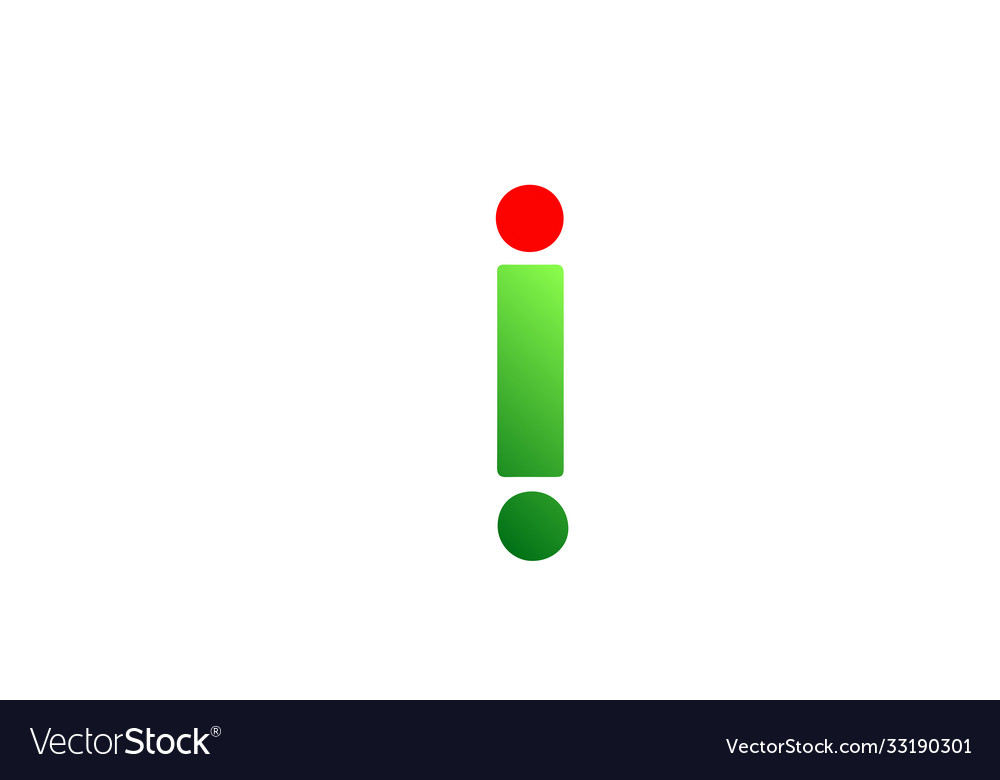 Green red i alphabet letter logo icon gradient Vector Image