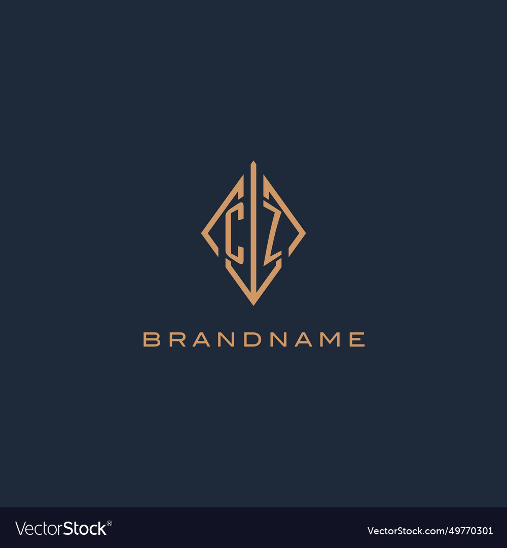 Monogram cz logo with diamond rhombus style Vector Image