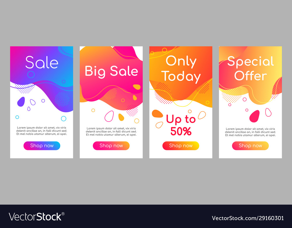 Download Sale Abstract Fluid Mobile App Screen Mockup Set Vector Image