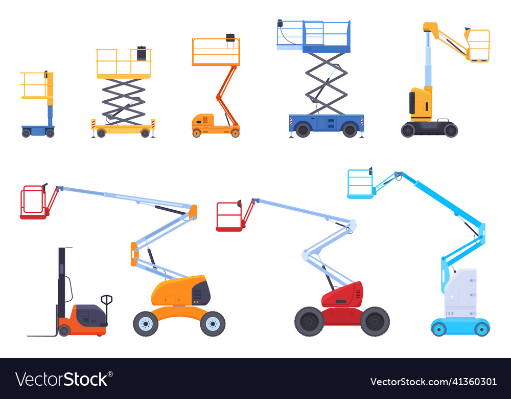 Various industrial mechanical lifts scissors lift Vector Image