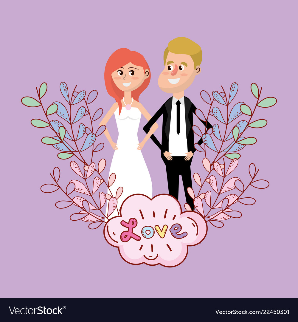 Wedding card design cartoon