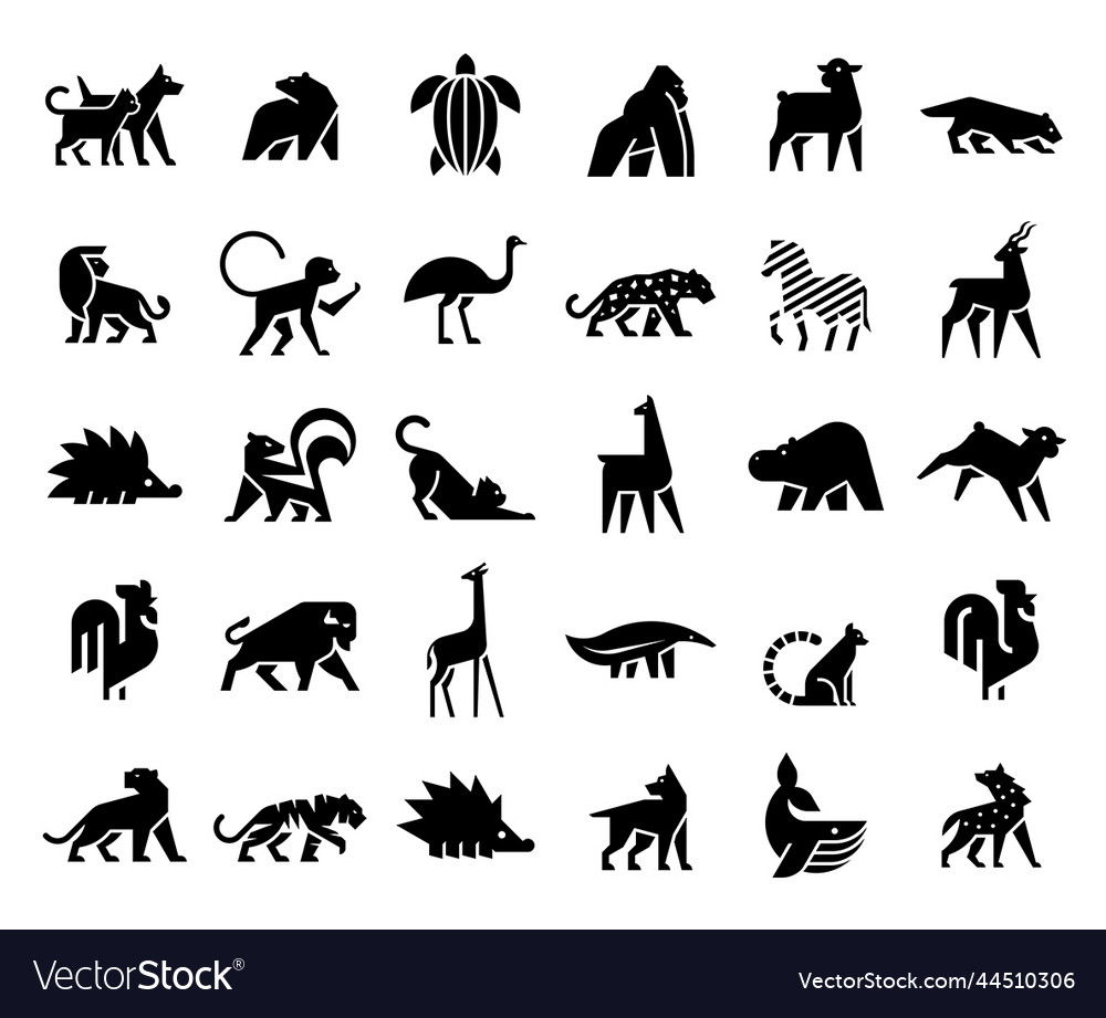 Animals logos collection Royalty Free Vector Image