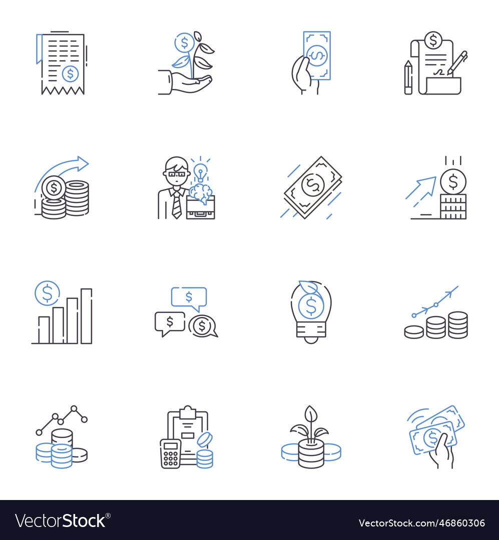 Binary management line icons collection encoding Vector Image