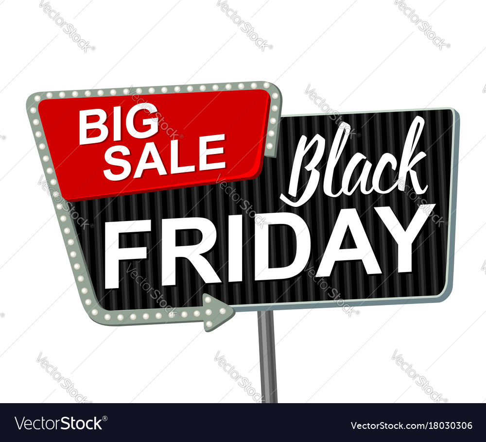 Black friday retro light frame billboard Vector Image