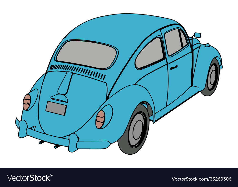 Blue retro car on a white background Royalty Free Vector