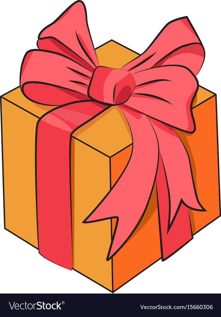 Cartoon image of gift box icon present symbol Vector Image