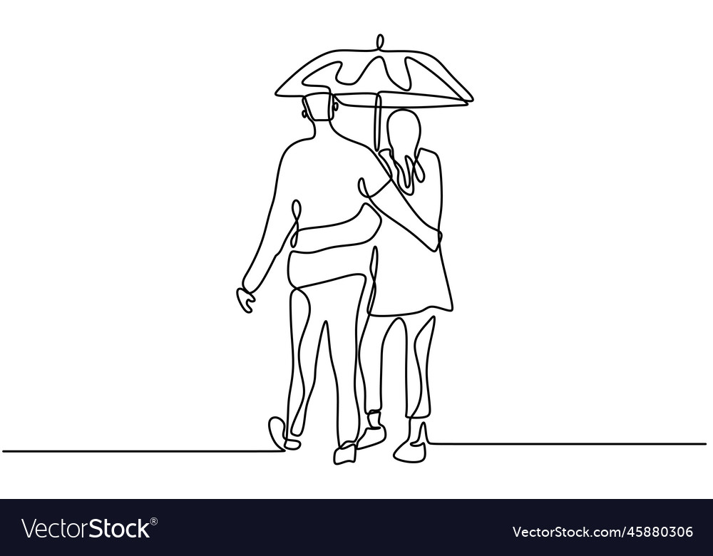 Continuous Line Drawing Romantic Couple Embracing Vector Image 6275