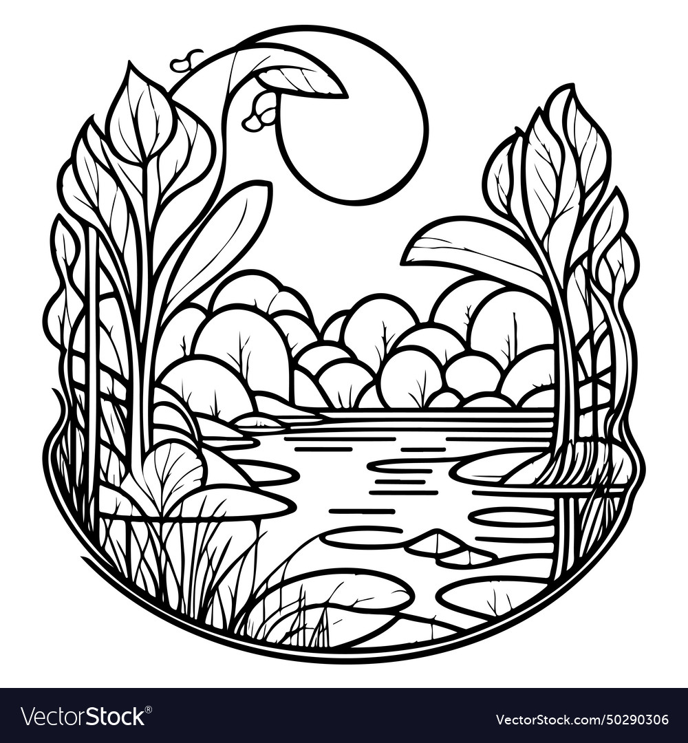 Doodle sketch art nouveau drawings park Royalty Free Vector