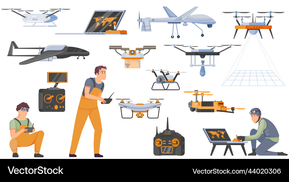 Drones icons set Royalty Free Vector Image - VectorStock
