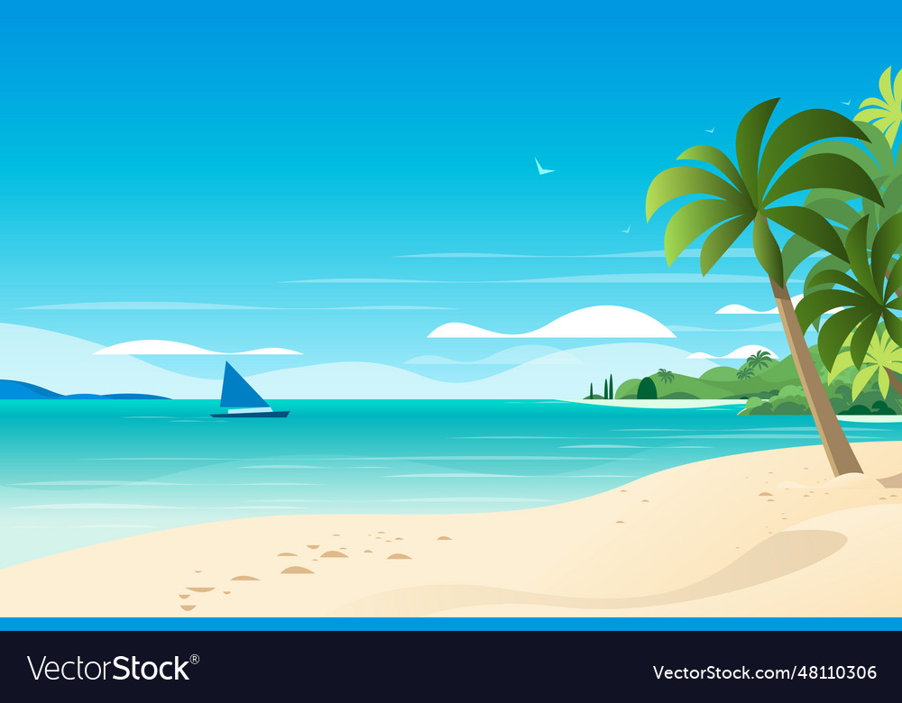 Empty tropical beach seaside view sea vacation Vector Image