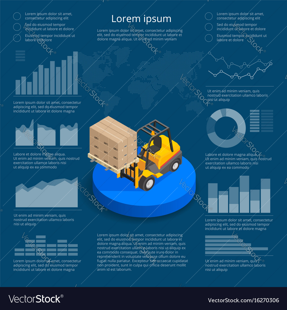 Infographics with data icons world map charts and Vector Image