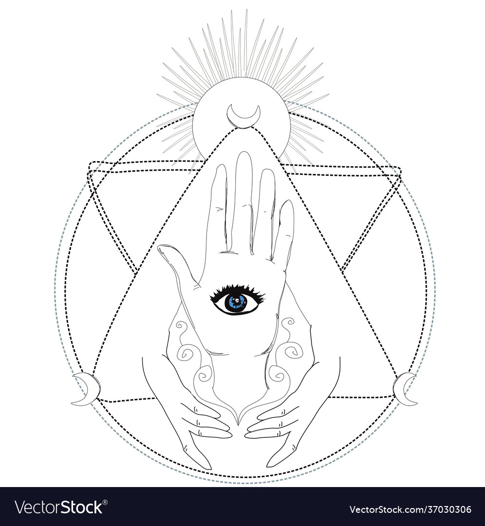 Mystical symbol human hand eye providence Vector Image