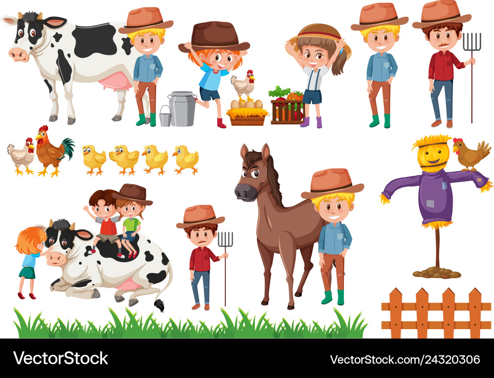 Set farmer element Royalty Free Vector Image - VectorStock