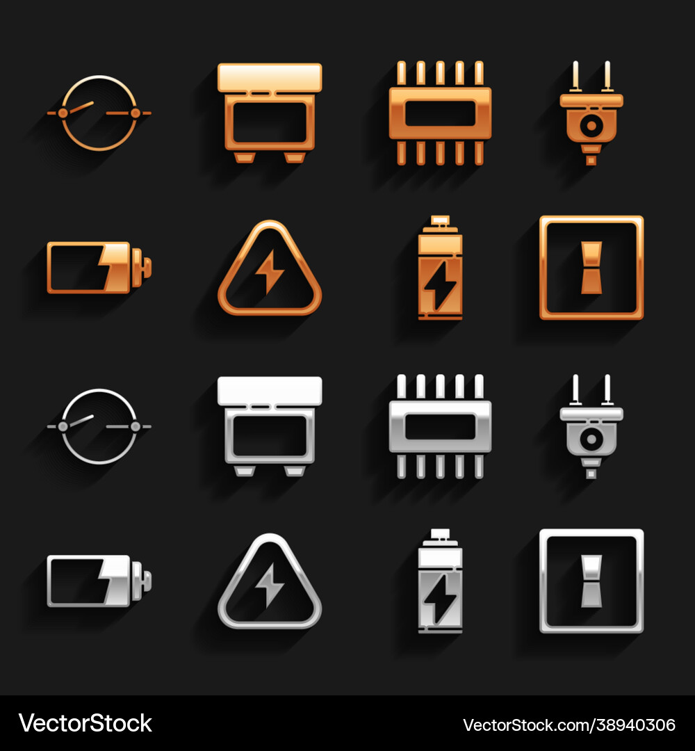 Set high voltage electric plug light switch Vector Image