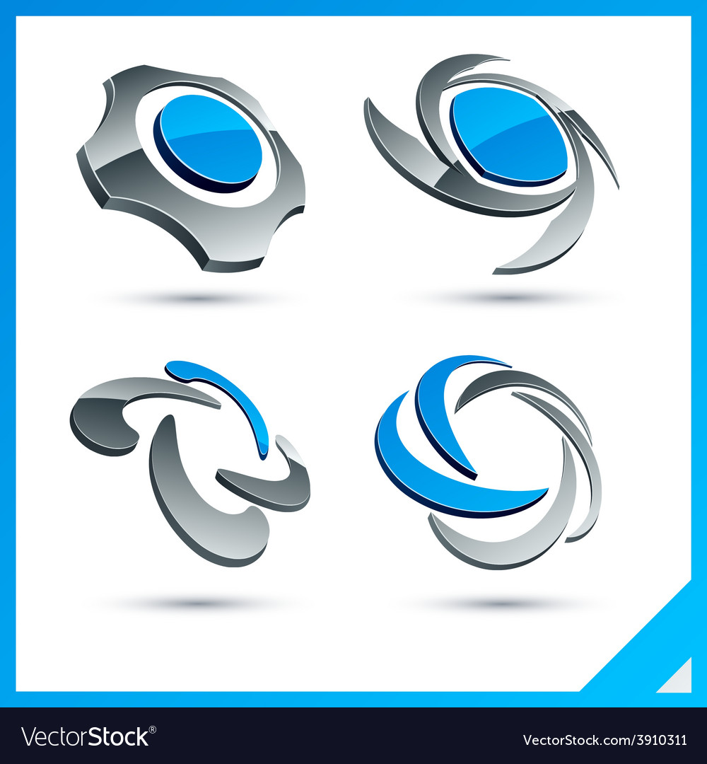 Blue 3d company signs Royalty Free Vector Image