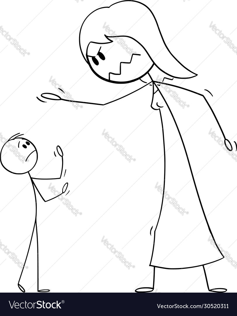 Cartoon big woman and small man or boss Royalty Free Vector