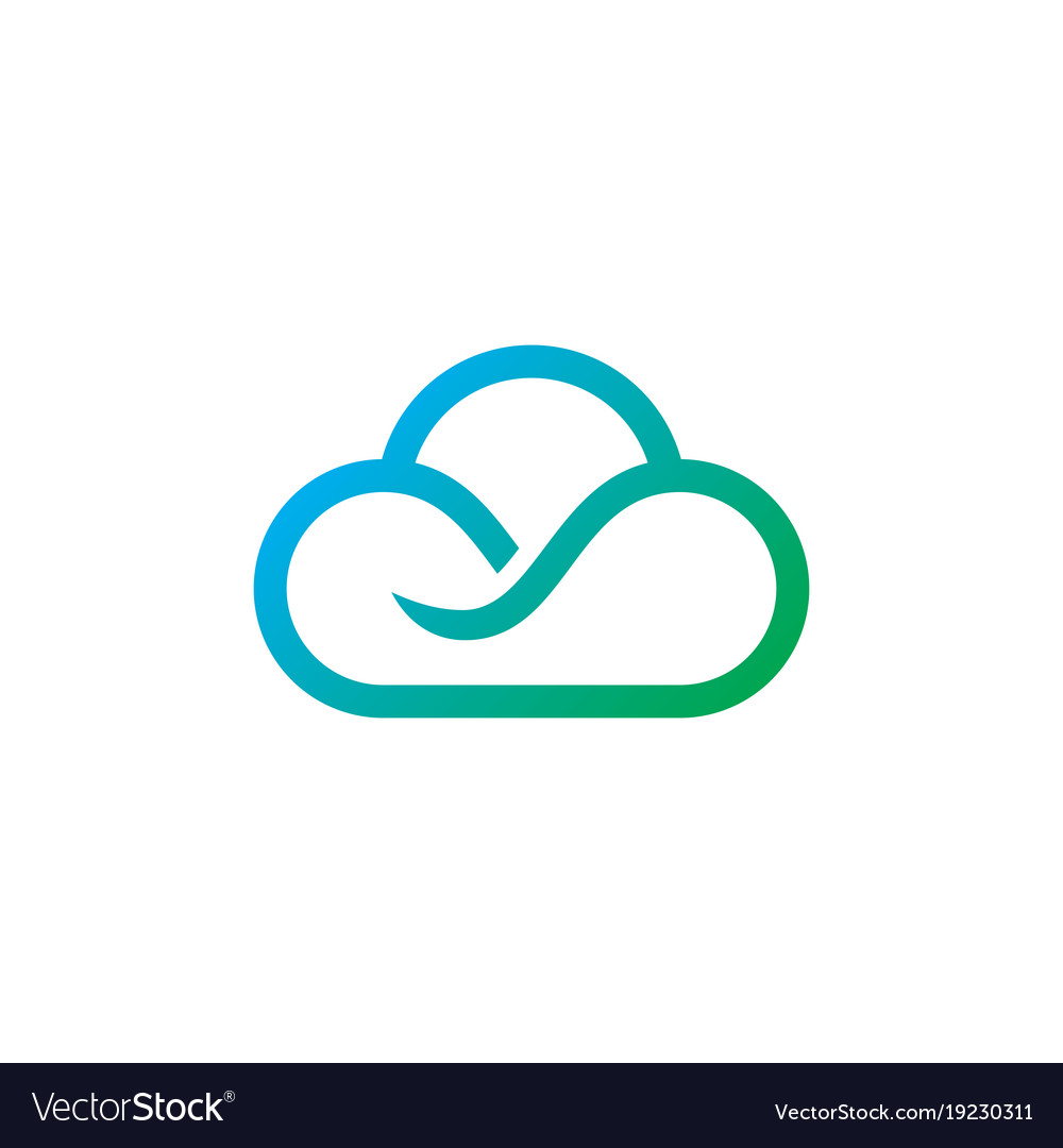 Cloud line technology logo Royalty Free Vector Image