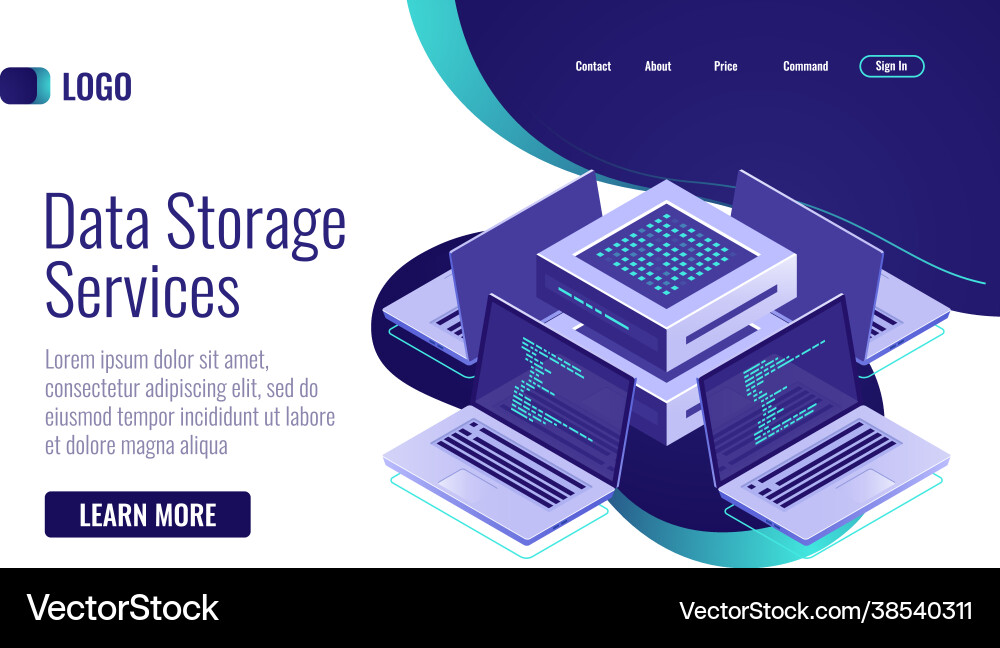 Computer network isometric icon concept Royalty Free Vector