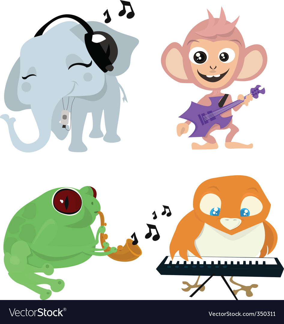 Cute animals band Royalty Free Vector Image VectorStock