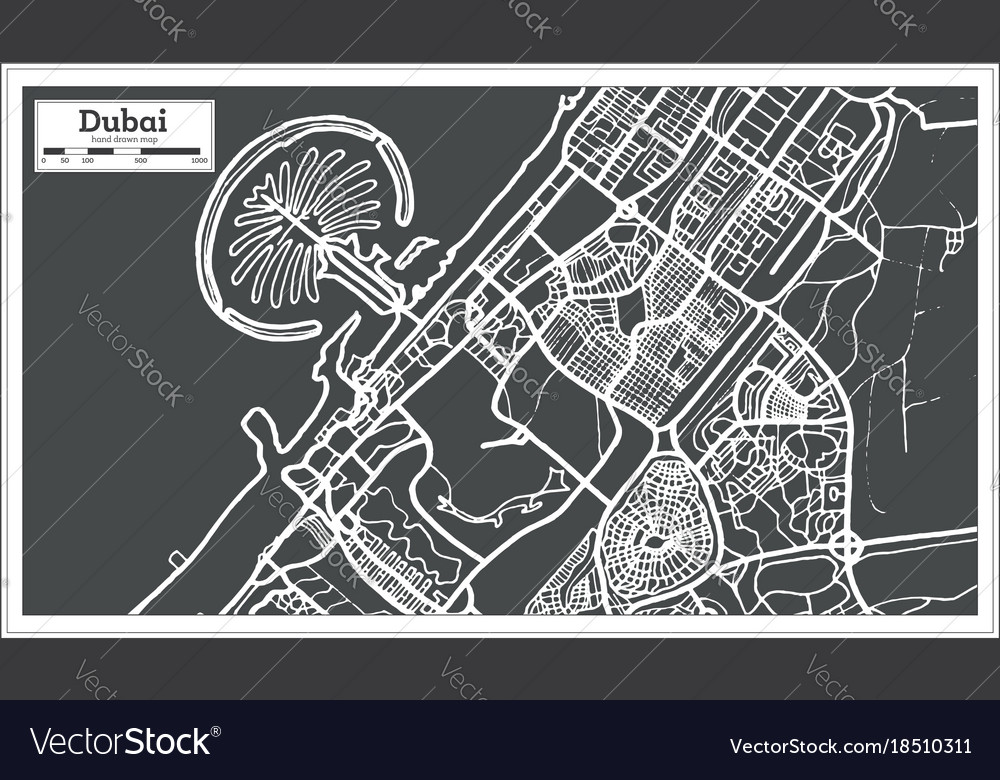 Dubai uae map in retro style Royalty Free Vector Image