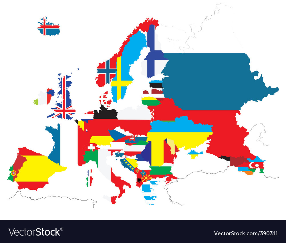 Flags world map Royalty Free Vector Image - VectorStock