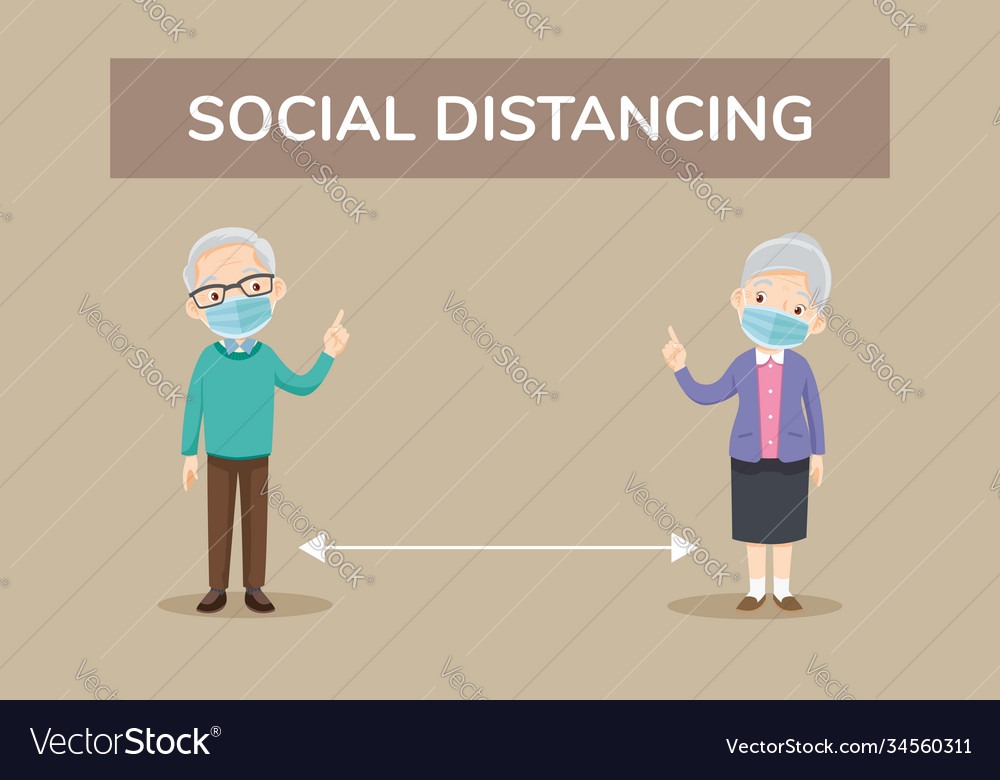 Grandparent social distancing Royalty Free Vector Image