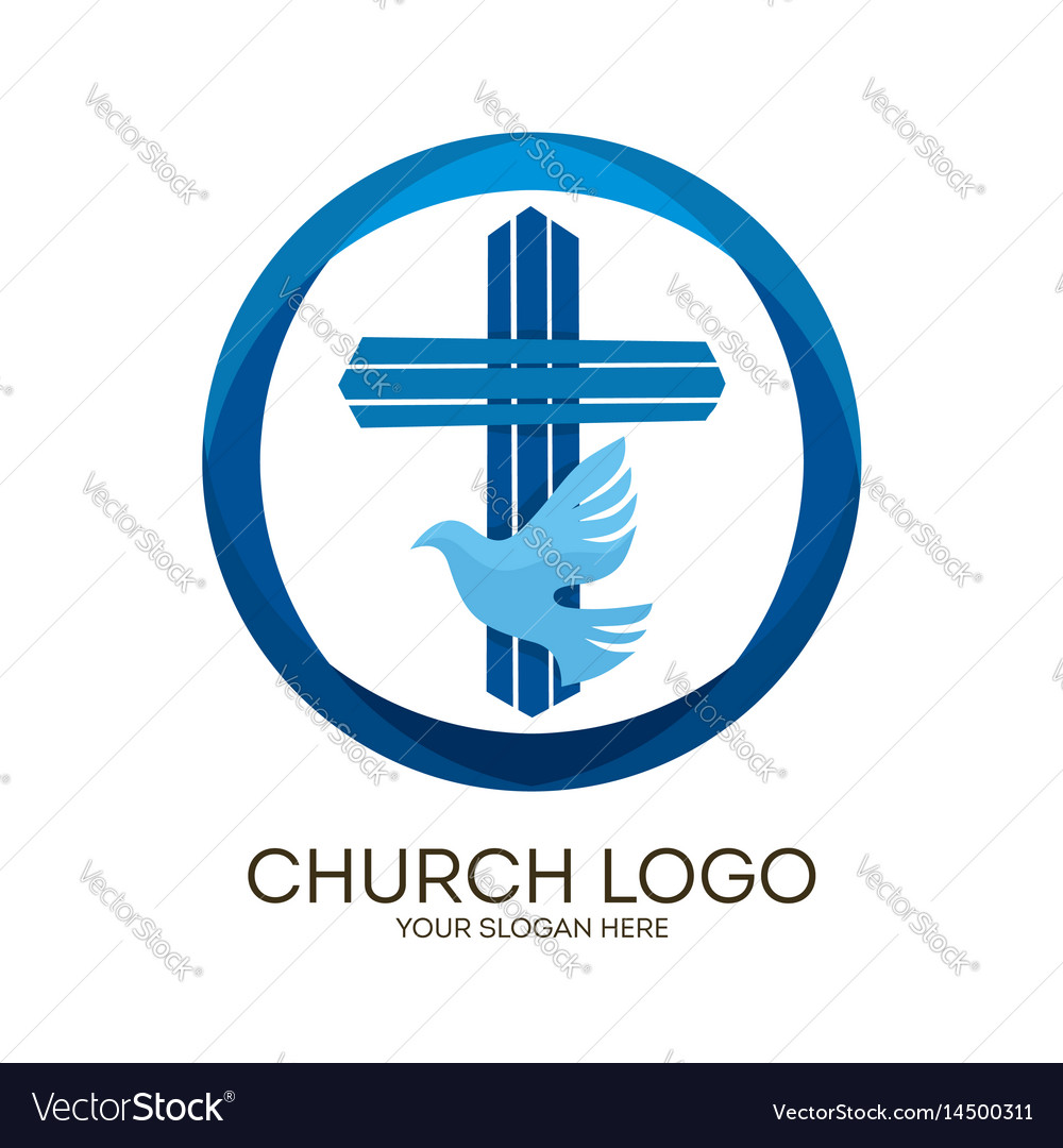 Jesus cross and dove holy spirit Royalty Free Vector Image