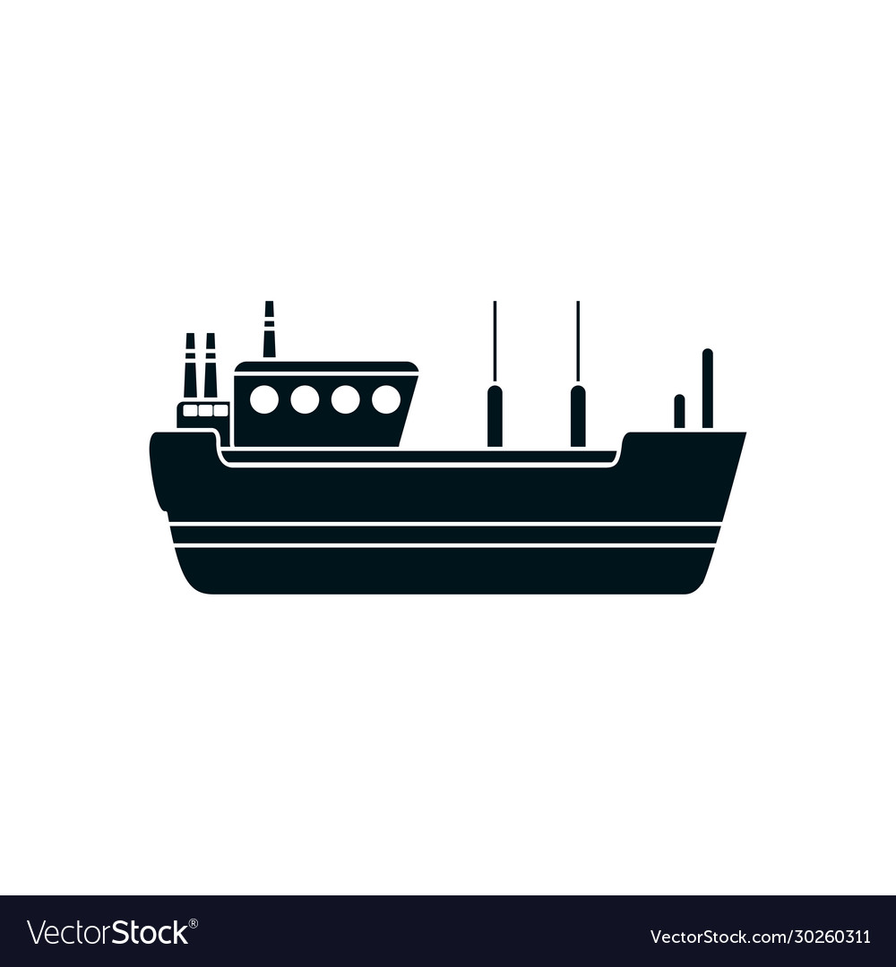 Petrol tanker ship icon silhouette style Vector Image