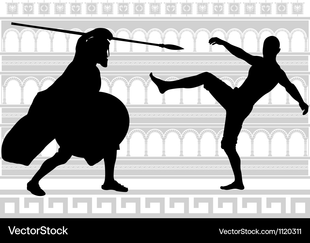 Silhouettes of gladiators Royalty Free Vector Image