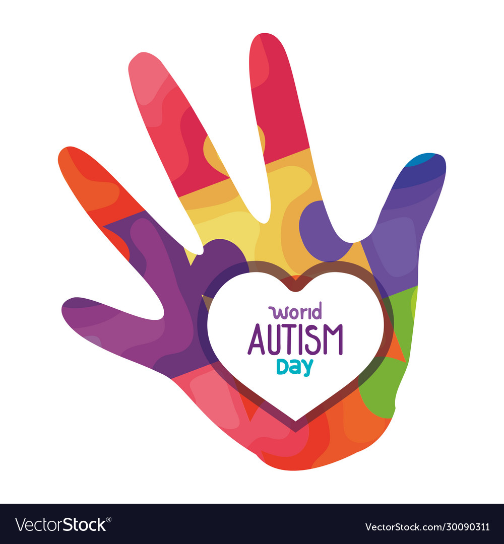 World Autism Day And Hand With Puzzle Pieces Vector Image