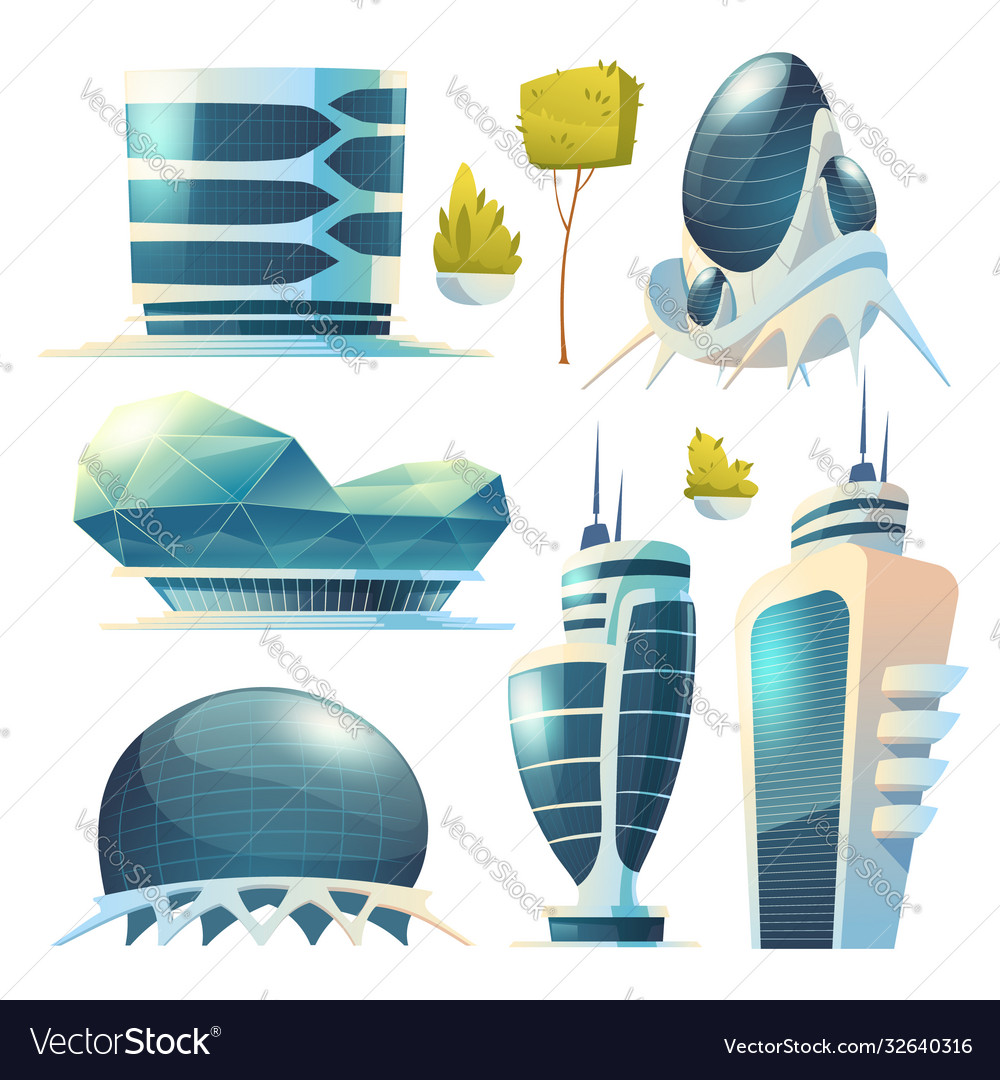 Future city futuristic buildings with glass facade