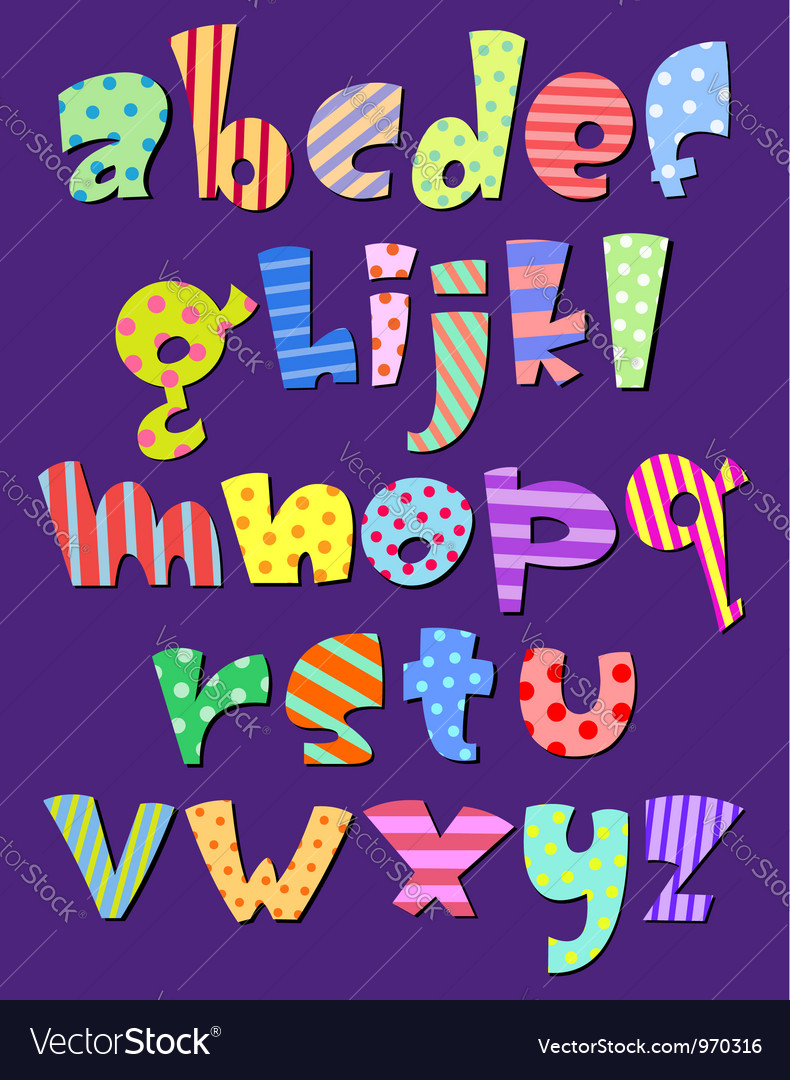 Lower case comic alphabet Royalty Free Vector Image