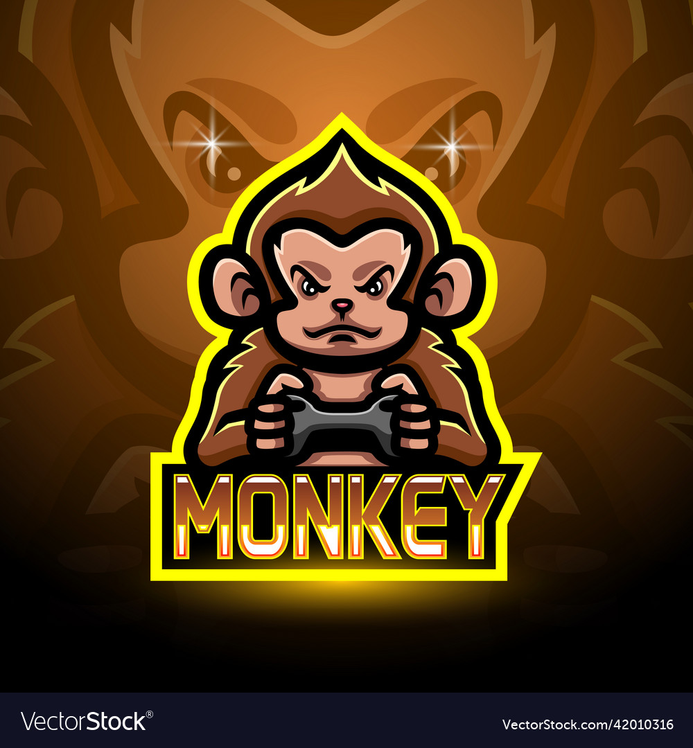 Monkey esport logo mascot design Royalty Free Vector Image