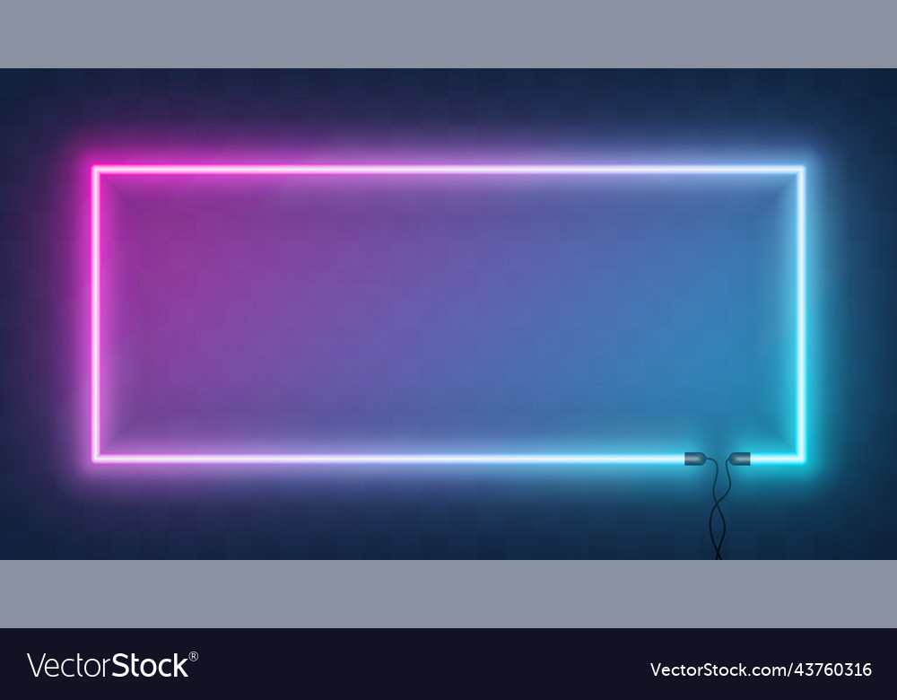 Neon horizontal rectangle frame border with wire Vector Image