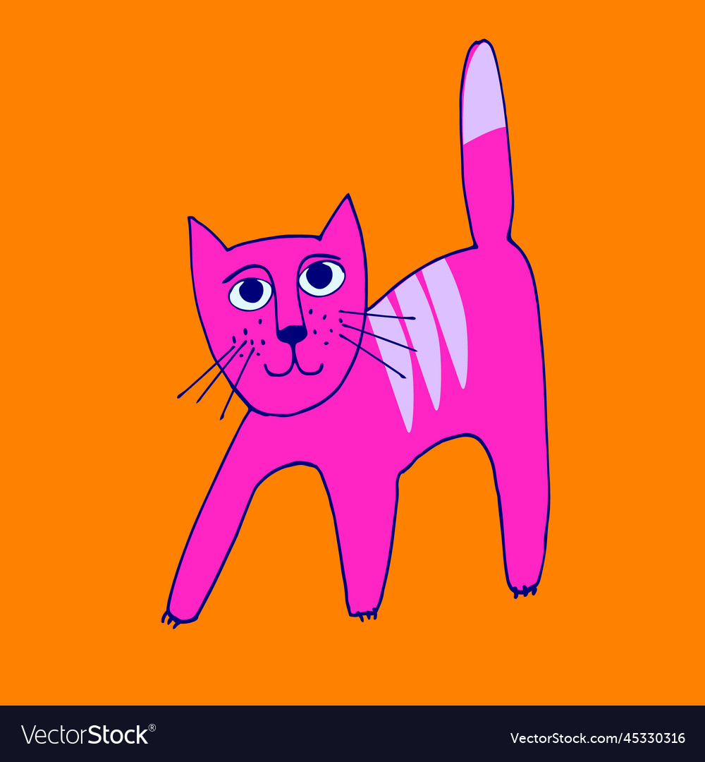 Print with funny cat avatar in bright Royalty Free Vector