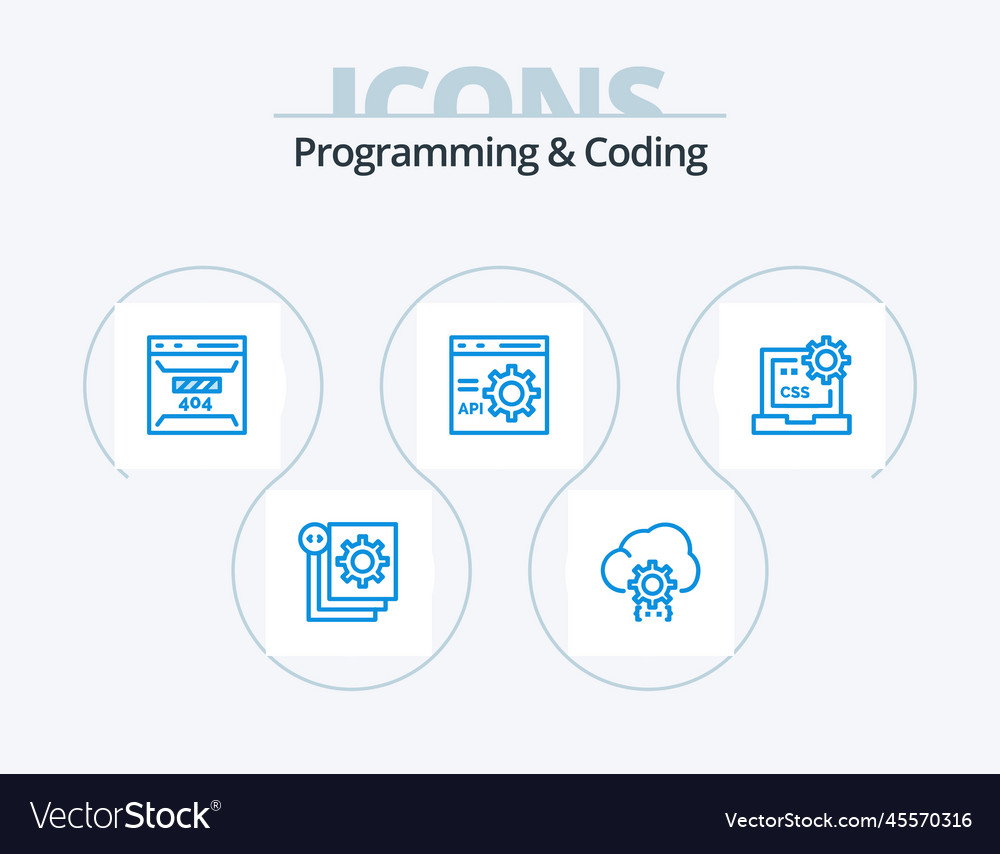 Programming and coding blue icon pack 5 icon Vector Image