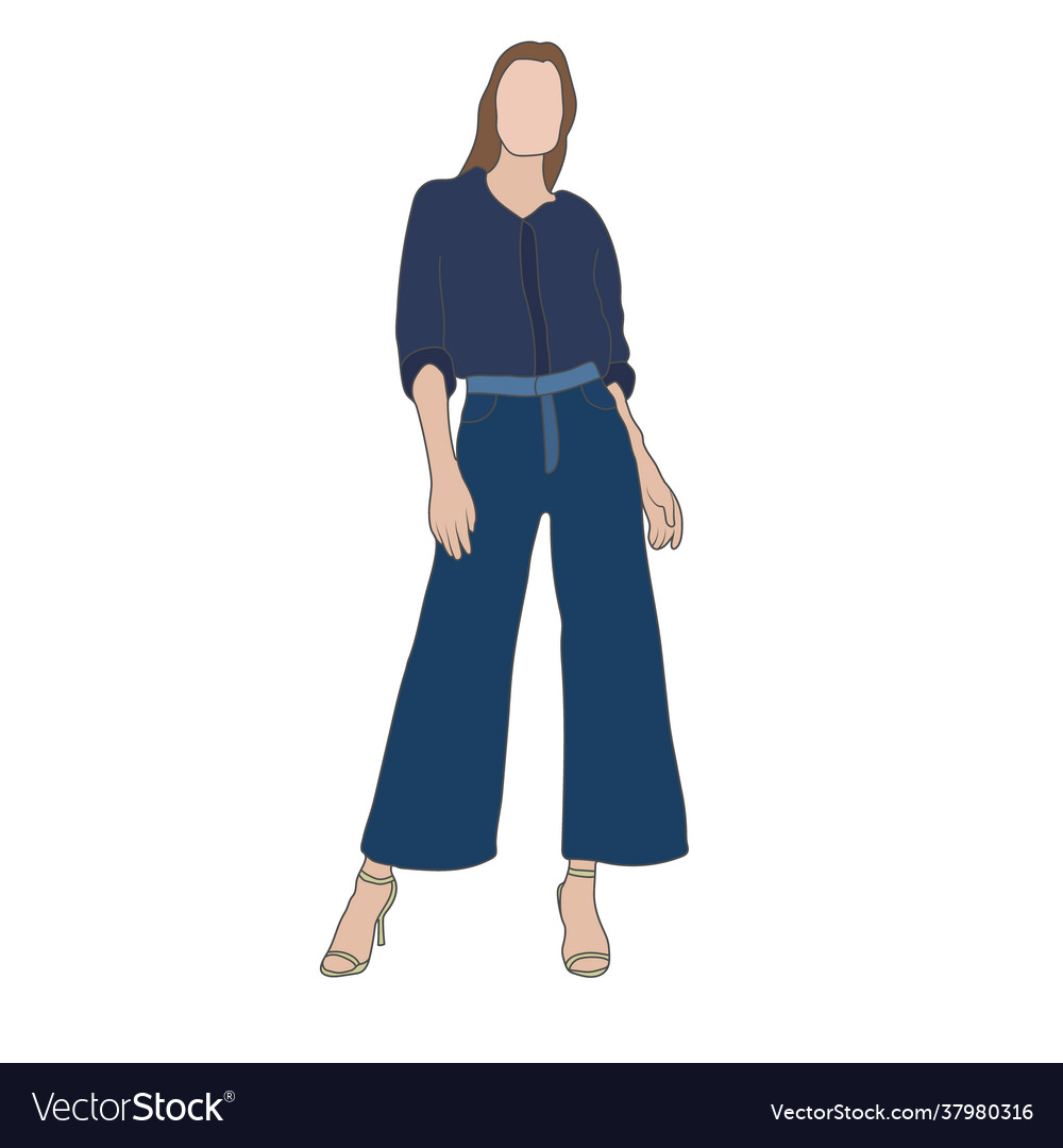 Silhouette a fashionable girl fashion show Vector Image