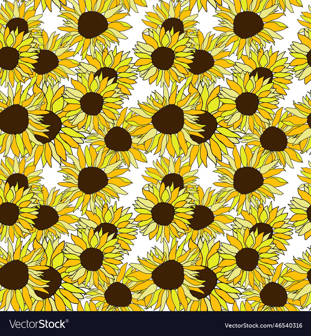 Sunflower head flower seamless pattern Royalty Free Vector