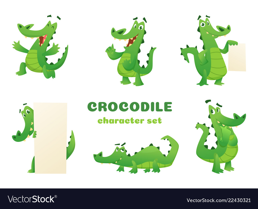 Cartoon crocodile characters alligator wild Vector Image