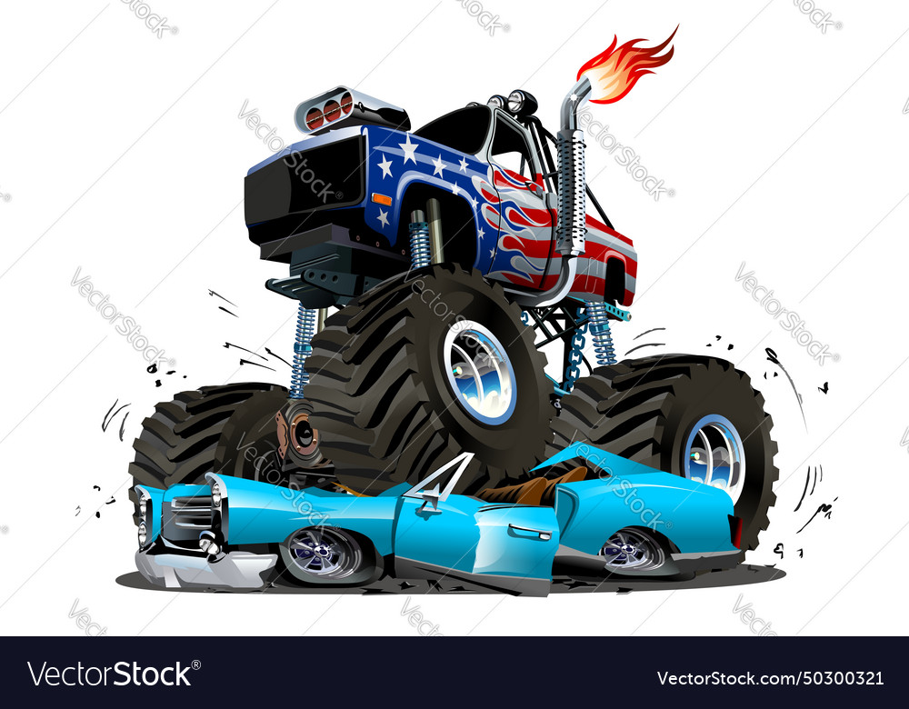 Cartoon monster truck Royalty Free Vector Image