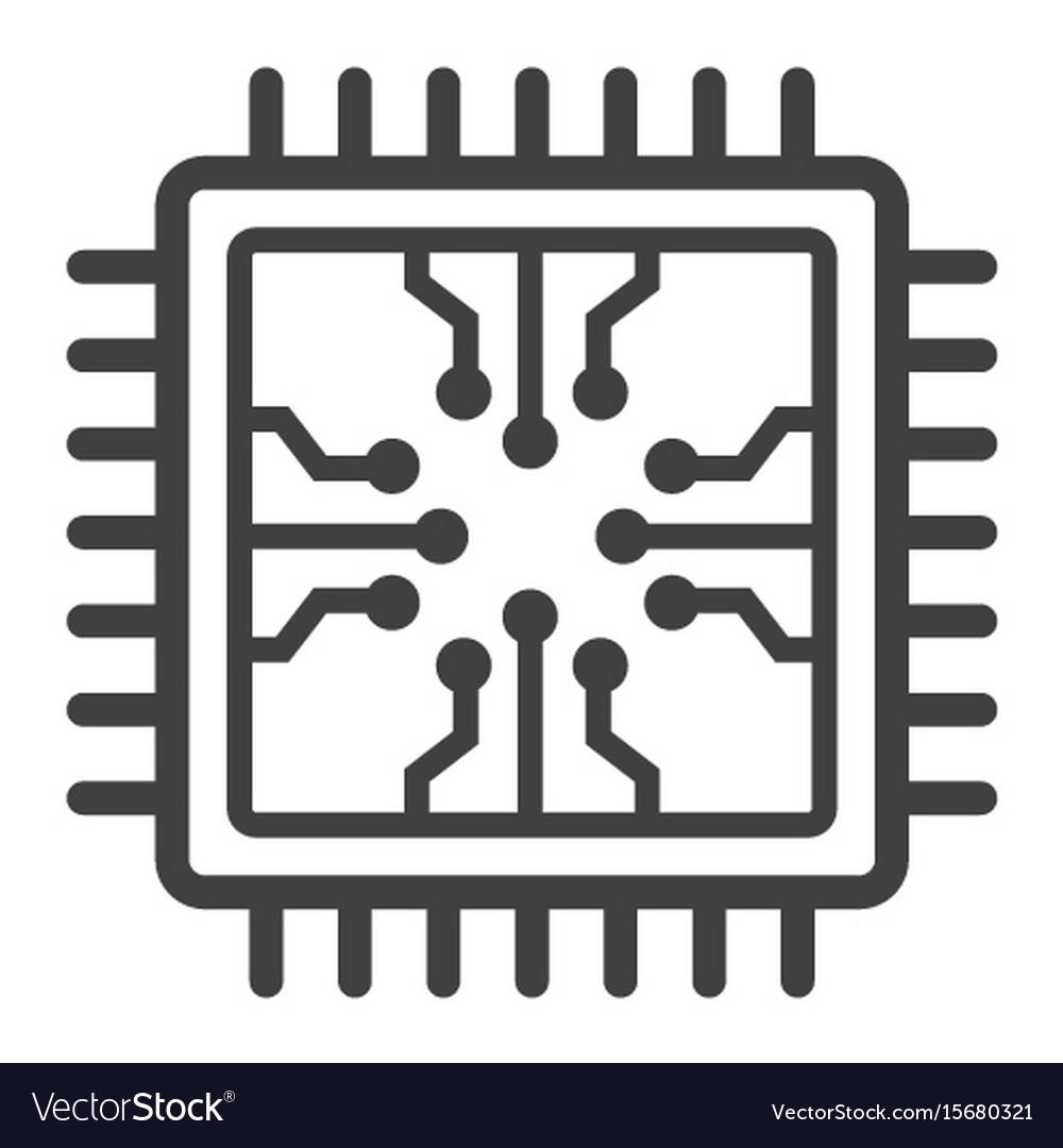 Chip line icon circuit board and cpu Royalty Free Vector