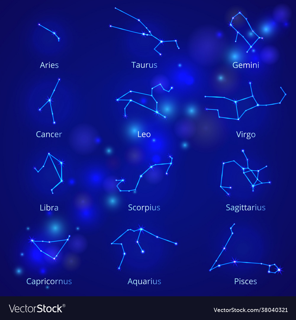 Collection Zodiac Signs Constellations Royalty Free Vector