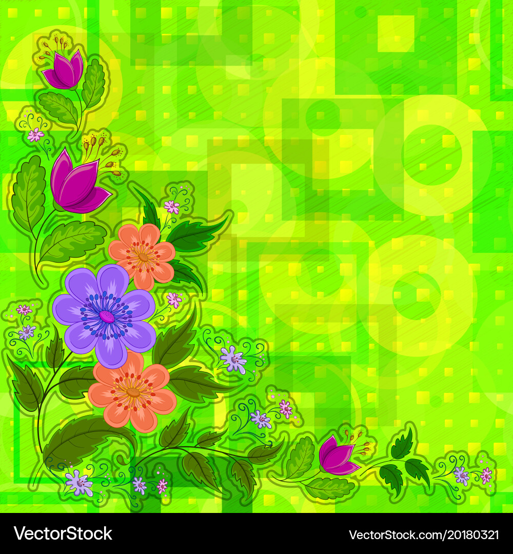 Flowers on abstract background Royalty Free Vector Image
