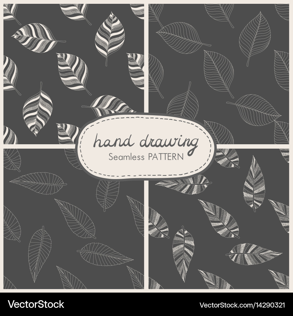 Set seamless pattern with leaves Royalty Free Vector Image