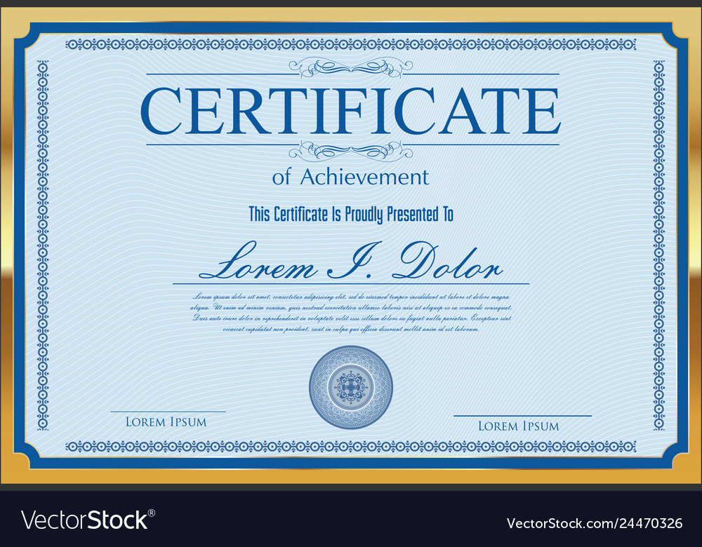 Blue and gold certificate or diploma template Vector Image