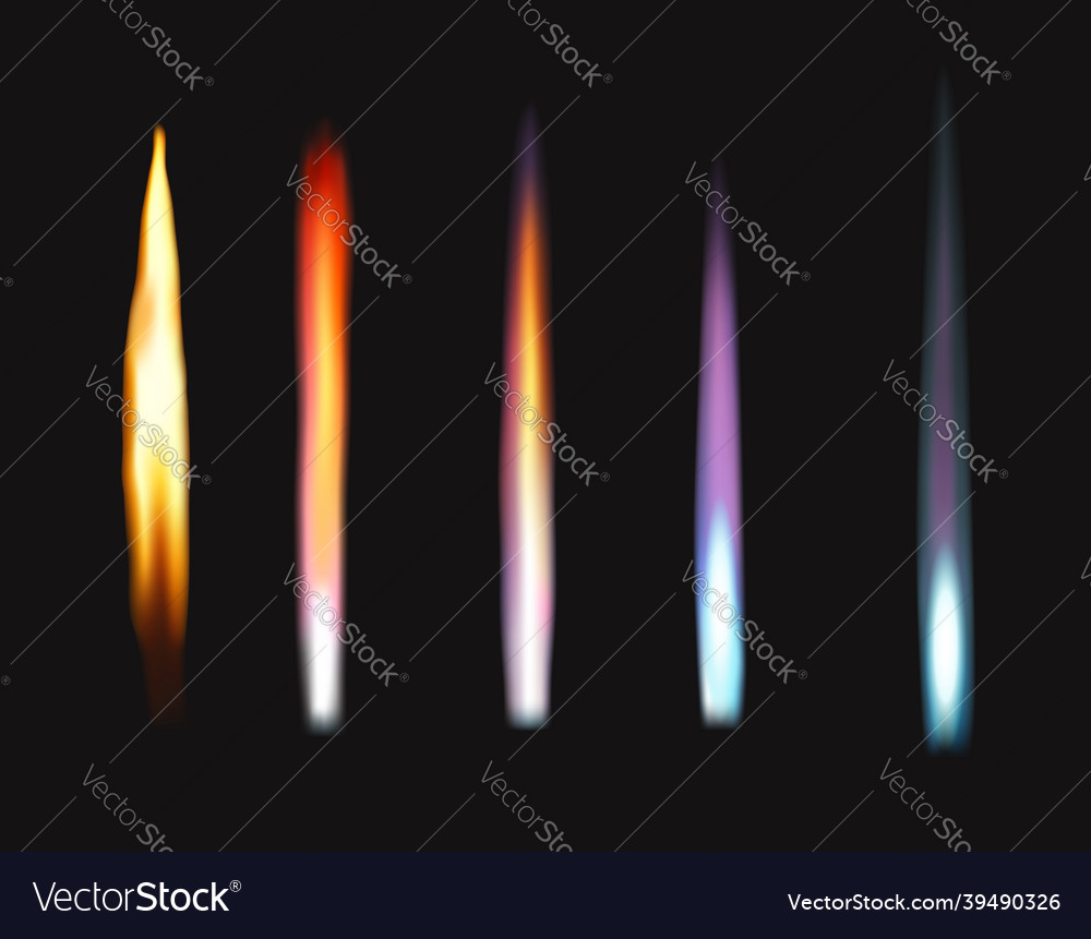 Bunsen burner fire color flames science test Vector Image