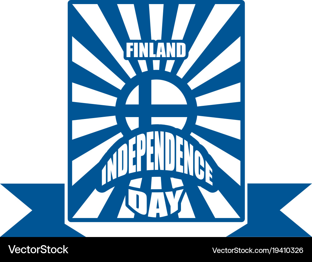 Finland flag on sun rays backdrop Royalty Free Vector Image
