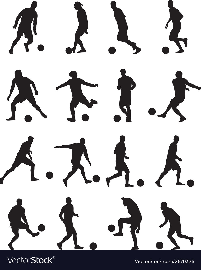 Football players silhouettes Royalty Free Vector Image