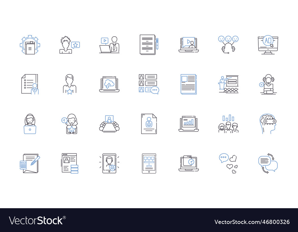 Reporting format line icons collection clarity Vector Image